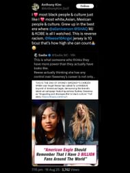 Screenshot from Kim's X post directed towards WNBA athlete Angel Reese / X: @AnthonyKim_Golf